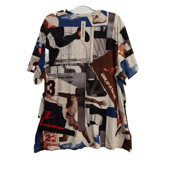 Jordan Air Mens Multicolored Shirt Graphic Print 360 Slam Dunk Short Sleeve 2XL - Picture 3 of 8